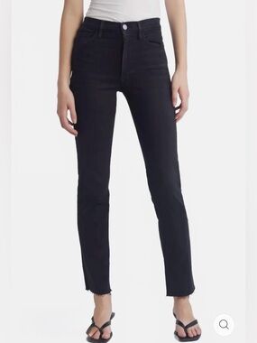 Frame Denim Women's le High Straight Leg Jeans - Washed Gray black